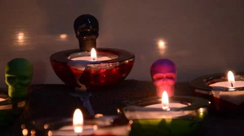 Candles and skull Stock Footage 41462193