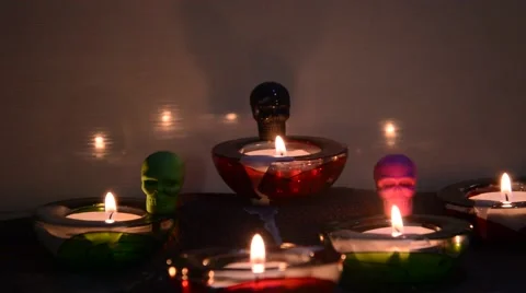 Candles and skulls Stock Footage 41462121