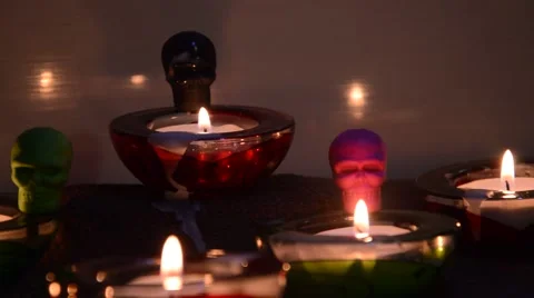 Candles and skulls Stock Footage 41462158