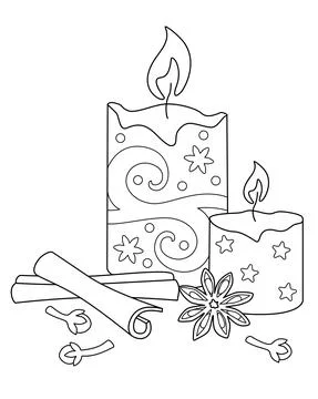 Candles And Spices -Aromatherapy -vector linear picture antistress for coloring. Illustrazione stock