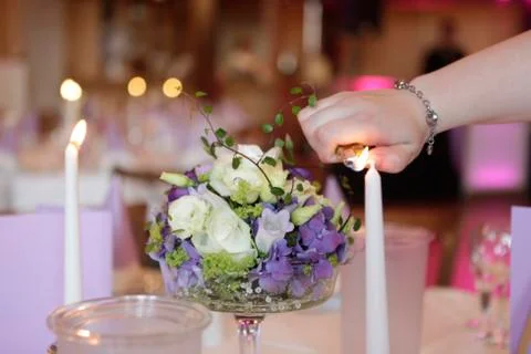 Candles and table decorations Stock Photos