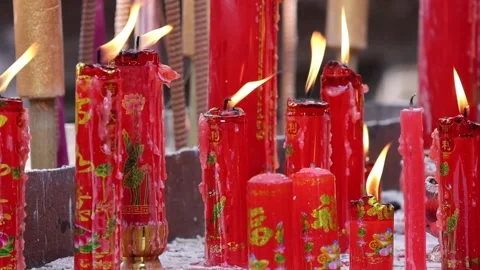 Candles are burned during the sacrificial event Stock Footage 246779337
