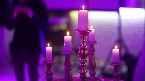 Candles are lit in the hall Stock Footage 159882018