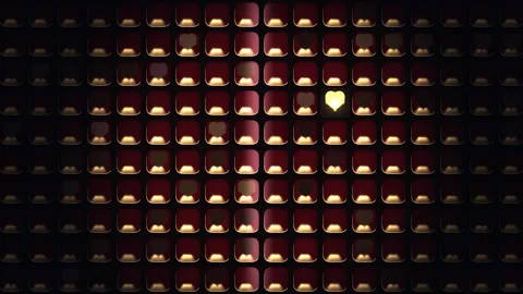 Candles arranged in a pattern with one heart shining Stock Footage 338317898