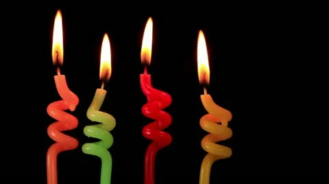 Candles on a Birthday cake burning down, time lapse Stock Footage 10830014