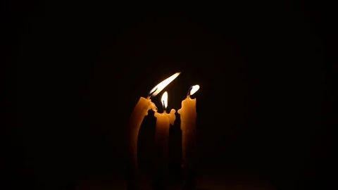 Candles on black background romantic feeling concept. Stock Footage 77836516