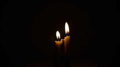 Candles on black background romantic feeling concept. Stock Footage 77836820