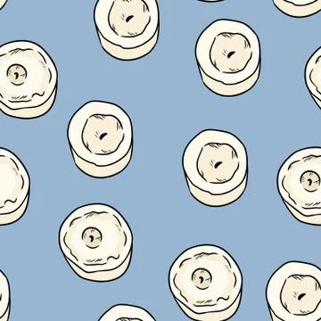 Candles on blue background comic style doodles top view seamless pattern. Coz Stock Illustration