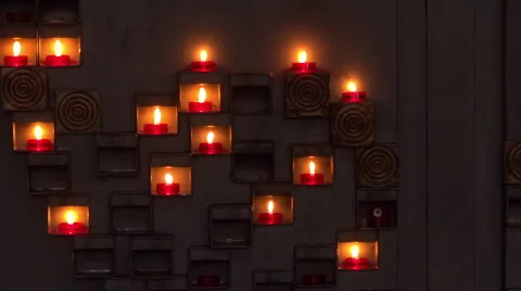 Candles burn in the Church Stock Footage 66355209