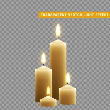 Candles burn with fire realistic. Stock Illustration