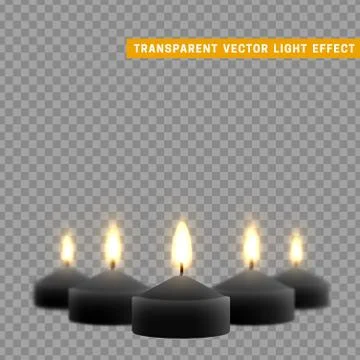 Candles burn with fire realistic. Set isolated on transparent background. 스톡 일러스트