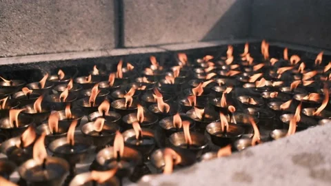 Candles Burning In Buddhist Temple Stock Footage 235461124