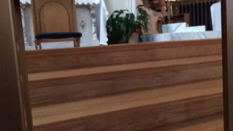 Candles Burning in Cathedral Pan  Video stock 81337211