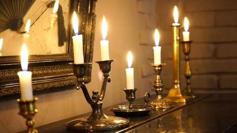 Candles Burning cloth up Stock Footage 126720546