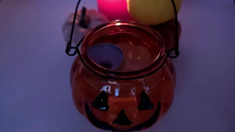 Candles burning in the dark decor Video stock 319790107