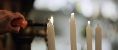 Candles Burning Darkness Moody 8K RED Stock-Footage 134491553