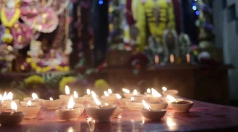 Candles burning in slow motion at ceremony Stock Footage 60657149