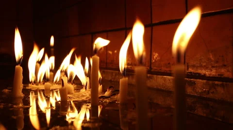 Candles burning in St. Anthony of Padua Church, Beyoglu, Istanbul Stock Footage 51841981
