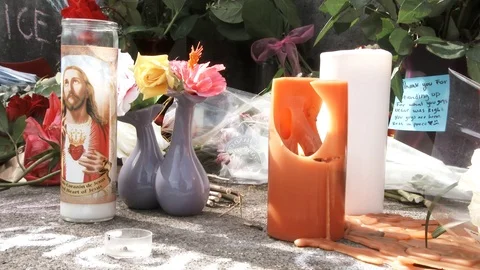 Candles Burning At Vigil Video stock 76199183