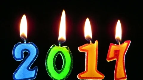 Candles burning for the year 2017 Video stock 70410359