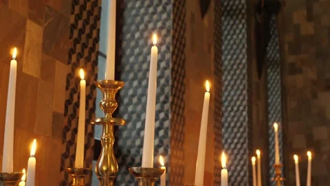 Candles candlestick close-up Stock Footage 248261853