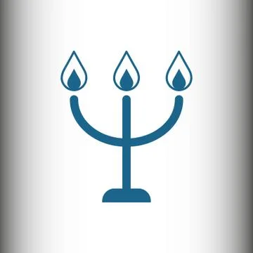 Candles on a candlestick icon, vector illustration. Flat design style 스톡 일러스트