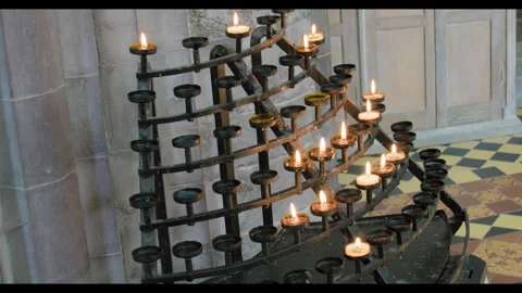 Candles in castle Stock Footage 281260584