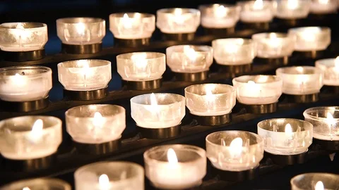 Candles in cathedral Stock Footage 90928734