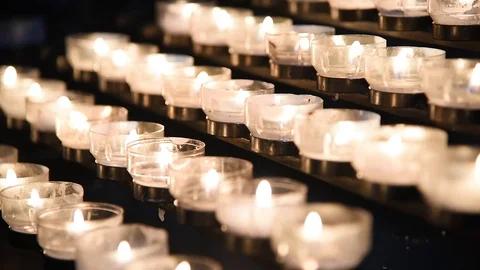 Candles in cathedral Stock Footage 90928736