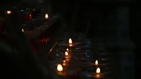 Candles at Cathedral of St. Michael and St. Gudula Video stock 245380486