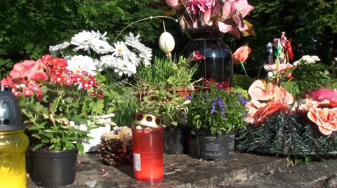 Candles on the Cemetery. Camera slider Stock Footage 39037207
