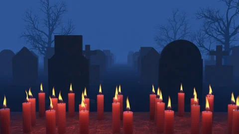 Candles On Cemetery Stock-Footage 250209376