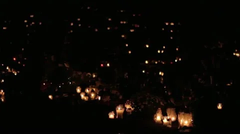 Candles at cemetery graveyard Stock Footage 12461763