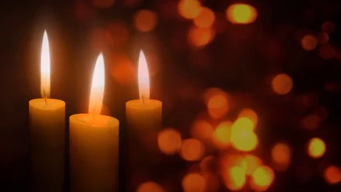 Candles in the Christmas Lights 4K Loop Stock Footage 96404656