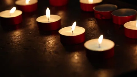 Candles in the church dark background Stock Footage 262017724
