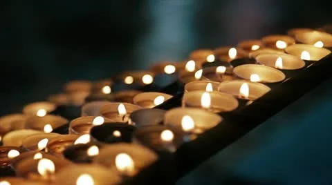 Candles in Church. Faith and Pray Stock Footage