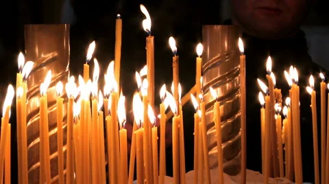 Candles in church . Stock Footage 1044604