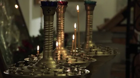 Candles in the Church Stock Footage 70471114