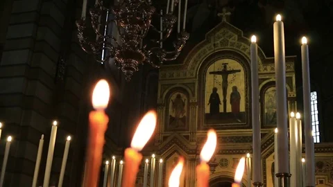 Candles in church Stock Footage 70615166