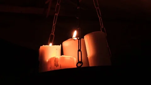 Candles closeup in the dark Stock Footage 96030035