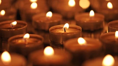 Candles Closeup At Night Stock Footage 304064533