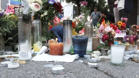 Candles Continue To Burn From Vigil Video stock 76226763