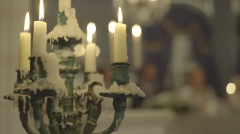 Candles crane shot Stock Footage 54244113