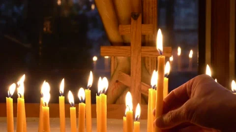 Candles with Cross Stock Footage 45615855
