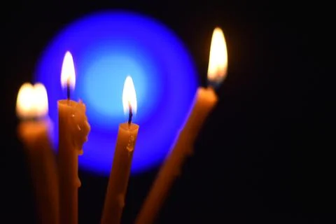 Candles in dark Foto stock