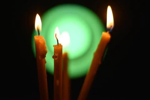 Candles in dark Foto stock