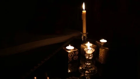 Candles in dark room Stock Footage 82288196