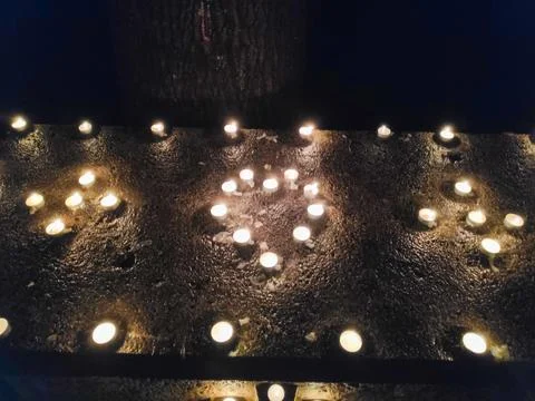 Candles in the Dark Scene Stock-Fotos