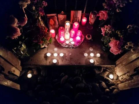 Candles in the Dark Scene Foto stock