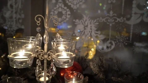 Candles decorated for Christmas Stock Footage 108902861